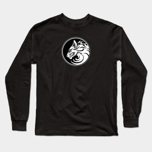 Growling White and Black Wolf Circle Long Sleeve T-Shirt